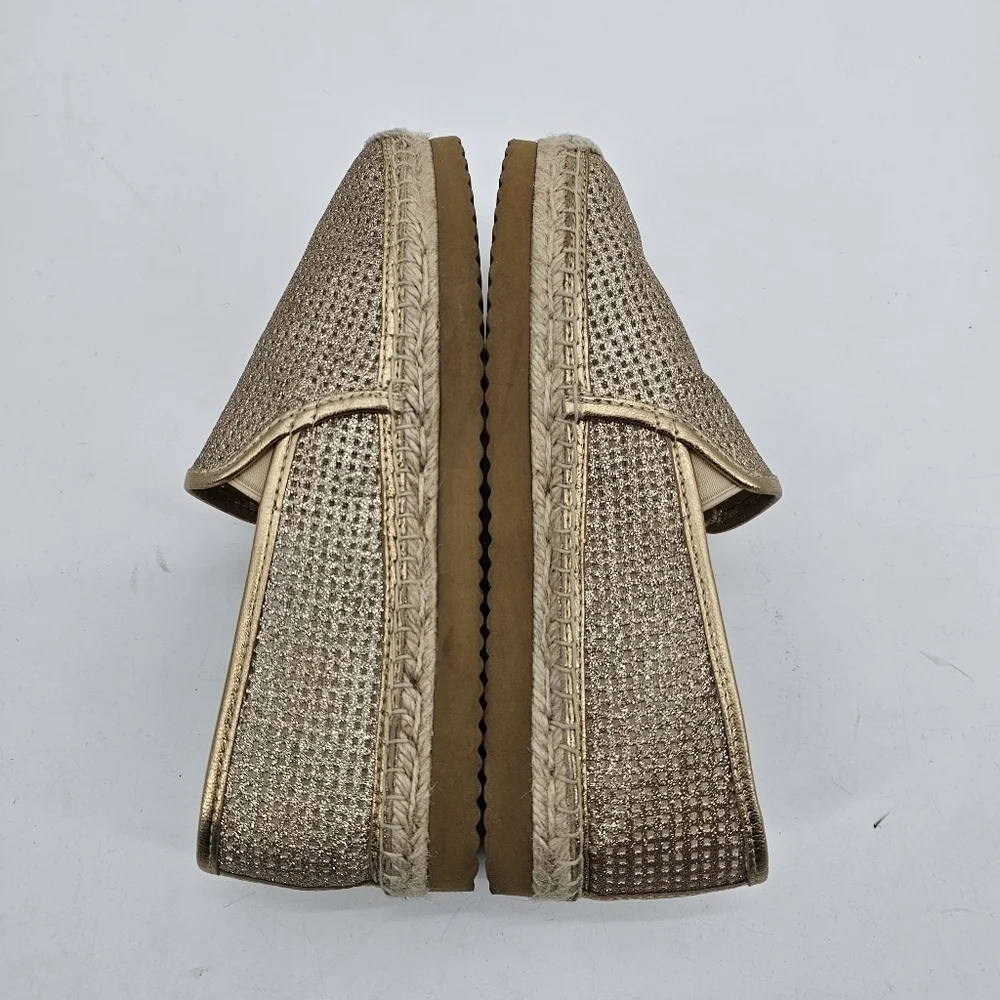 Michael Michael Kors  Kendrick Slip On Leather Espadrille, Gold, Womens Size 7